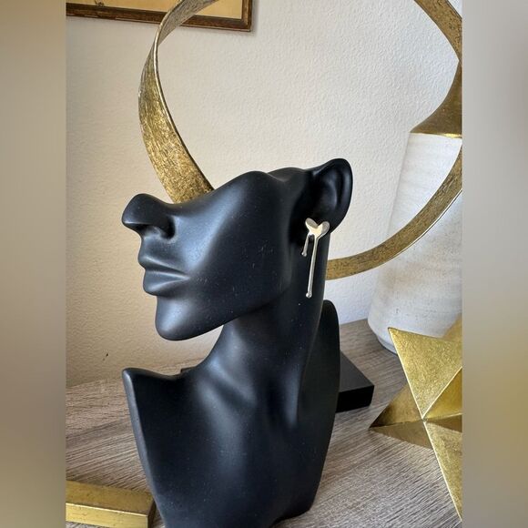 Silver Heart Drop Earrings A1418 - Picture 5 of 5